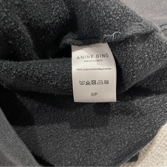 Anine Bing Los Angeles washed black Ramona sweatshirt  Crewneck Sweater S - Picture 13 of 16